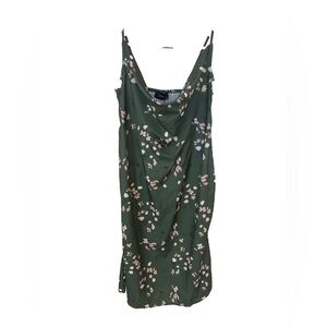 Cider Women’s Dark Green Midi Floral Dress Spaghetti Straps Plus Size: 1XL NWT